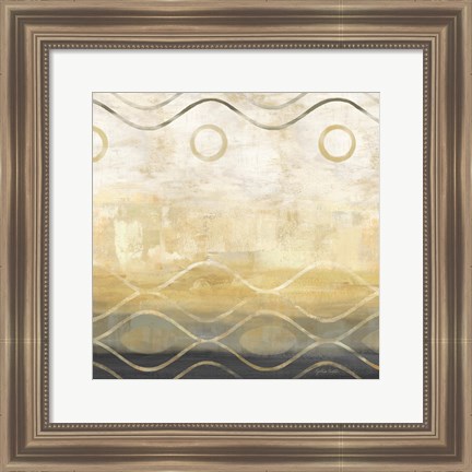 Framed Abstract Waves Black/Gold II Print