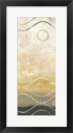 Framed Abstract Waves Black/Gold Panel II Print