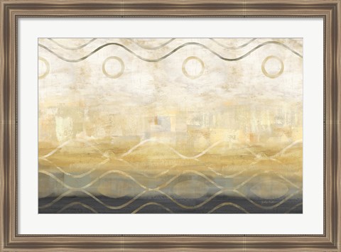 Framed Abstract Waves Black/Gold Print