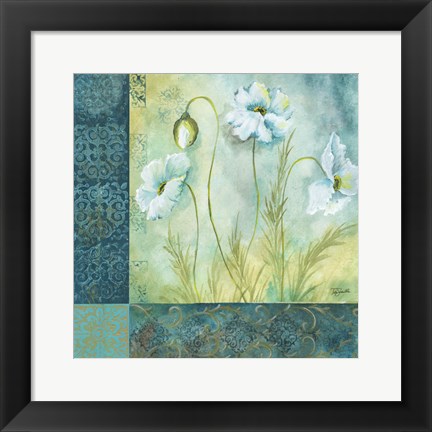 Framed White Poppy Garden I Print