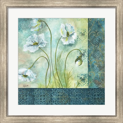 Framed White Poppy Garden II Print