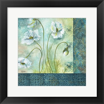 Framed White Poppy Garden II Print