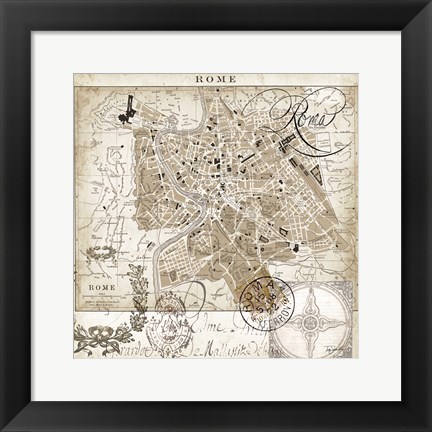 Framed Euro Map II - Rome Print