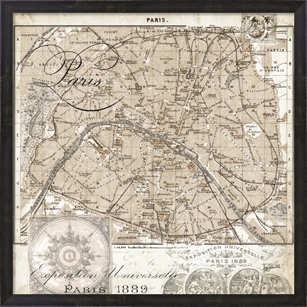 Framed Euro Map I - Paris Print