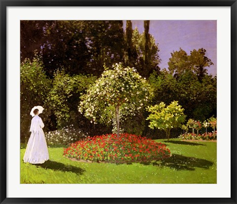 Framed Jeanne Marie Lecadre in the Garden, 1866 Print