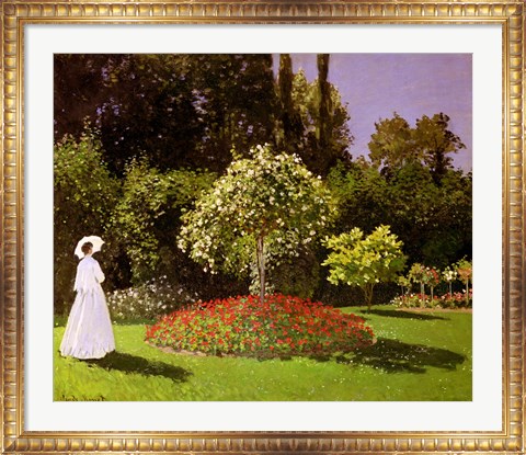 Framed Jeanne Marie Lecadre in the Garden, 1866 Print