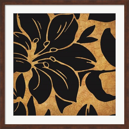 Framed Black and Gold Flora 1 Print