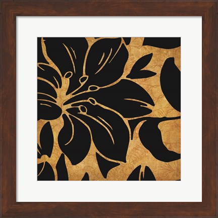 Framed Black and Gold Flora 1 Print