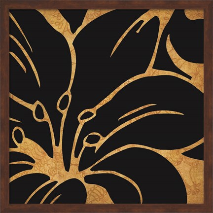 Framed Black and Gold Flora 3 Print