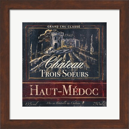 Framed Grand Vin Wine Label I Print