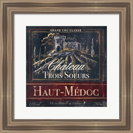 Framed Grand Vin Wine Label I Print