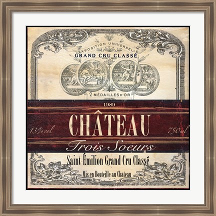 Framed Grand Vin Wine Label II Print