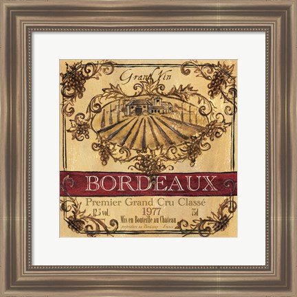 Framed Grand Vin Wine Label III Print