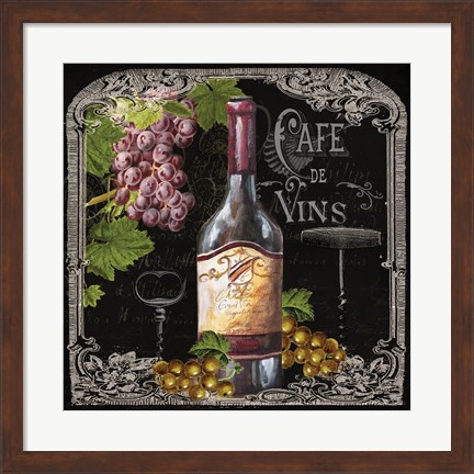 Framed Cafe de Vins Wine I Print