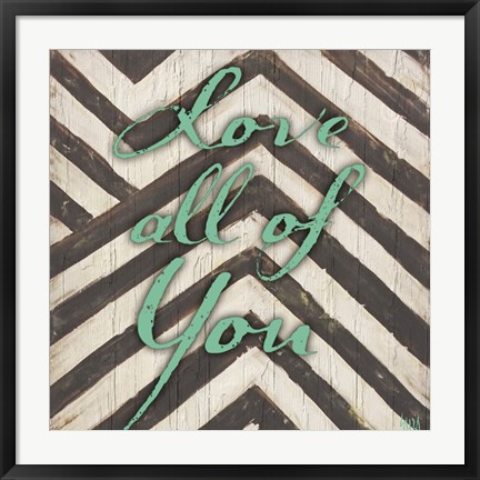 Framed Chevron Sentiments Teal I Print