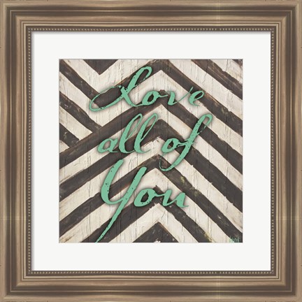 Framed Chevron Sentiments Teal I Print