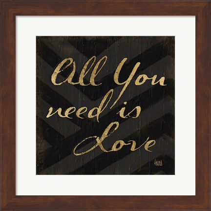 Framed Chevron Sentiments Black/Gold II Print