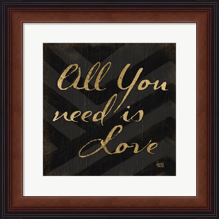 Framed Chevron Sentiments Black/Gold II Print