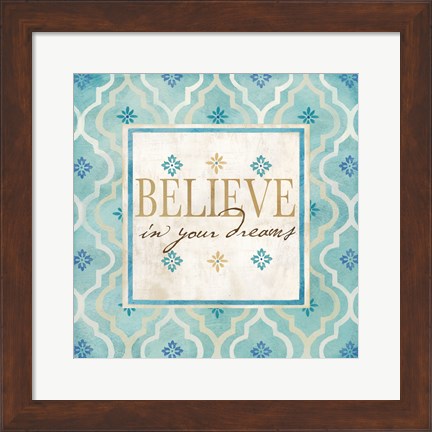 Framed Blue Geo Sentiments I Print