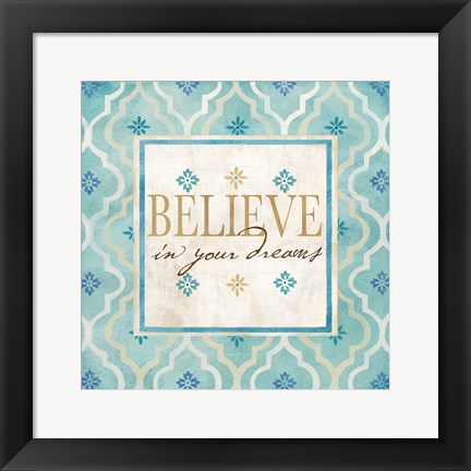 Framed Blue Geo Sentiments I Print