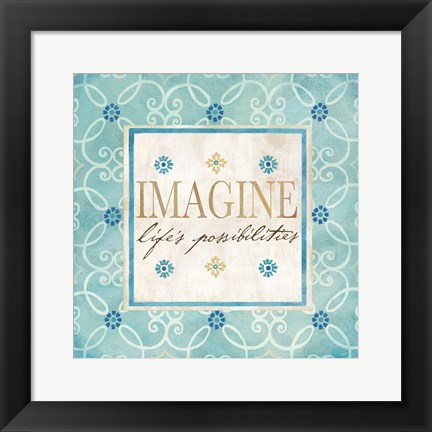 Framed Blue Geo Sentiments II Print