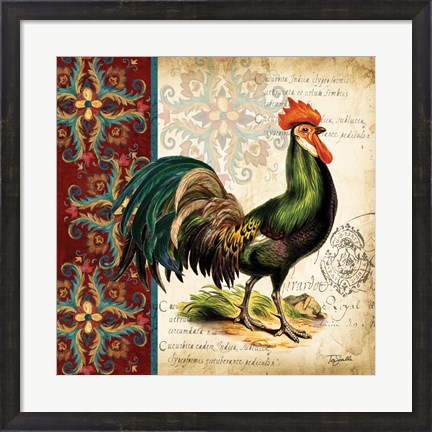 Framed Suzani Rooster I Print