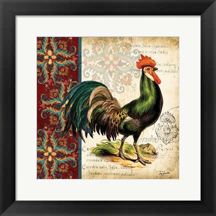 Framed Suzani Rooster I Print