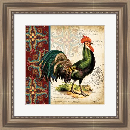 Framed Suzani Rooster I Print