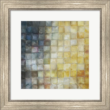 Framed Yellow Gray Mosaics I Print