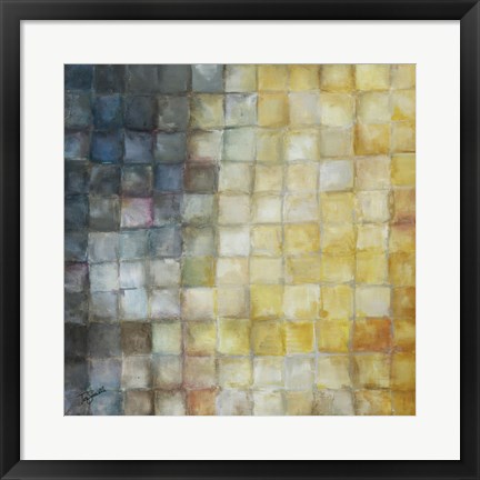 Framed Yellow Gray Mosaics I Print