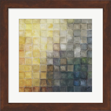 Framed Yellow Gray Mosaics II Print