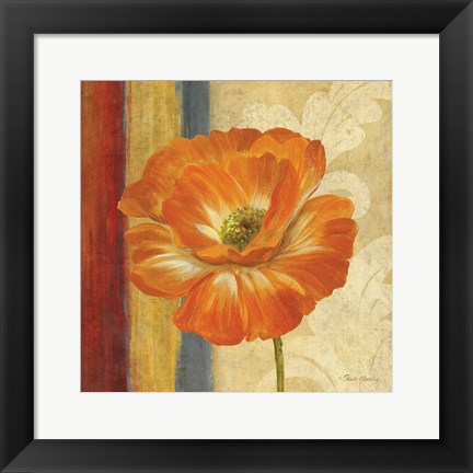 Framed Poppy Tapestry Stripes I Print