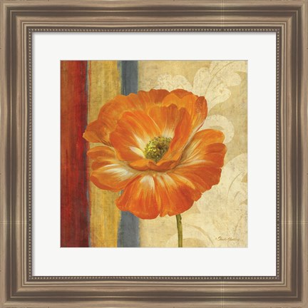 Framed Poppy Tapestry Stripes I Print