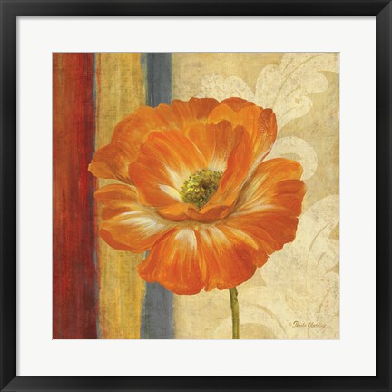 Framed Poppy Tapestry Stripes I Print