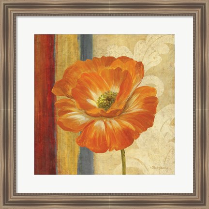 Framed Poppy Tapestry Stripes I Print