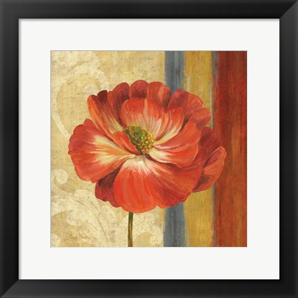 Framed Poppy Tapestry Stripes II Print