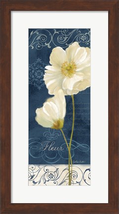 Framed Paris Poppies Navy Blue Panel II Print