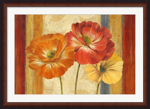 Framed Poppy Tapestry Stripes Landscape Print