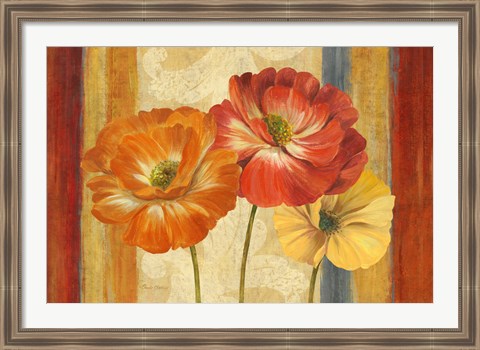 Framed Poppy Tapestry Stripes Landscape Print