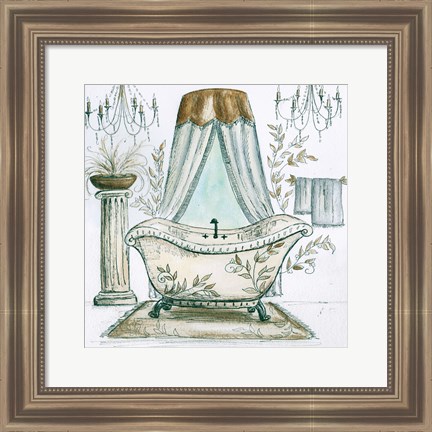 Framed French Bath Sketch I (tub) Print