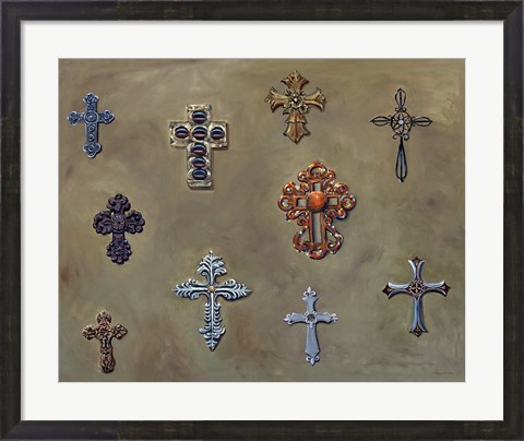 Framed Wall of Crosses Print