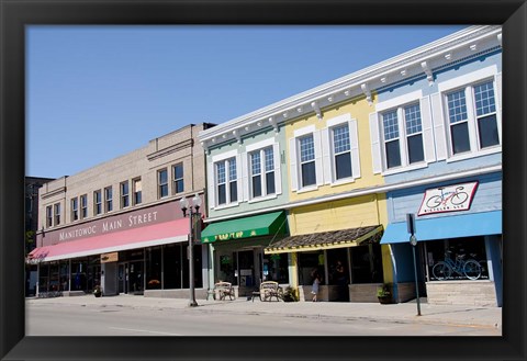 Framed USA, Wisconsin, Manitowoc, Main Street Print