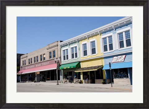 Framed USA, Wisconsin, Manitowoc, Main Street Print