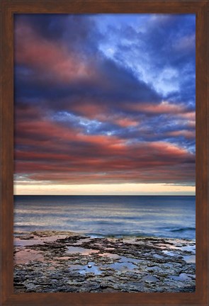 Framed Wisconsin Sunrise on shore of Lake Michigan Print