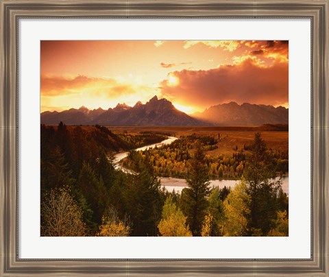 Framed Teton Range at Sunset, Grand Teton National Park, Wyoming Print