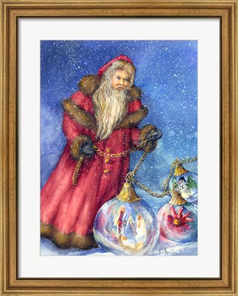 Framed Old Santa with Gifts Print