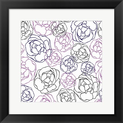 Framed Cottage Rose Garden I Print