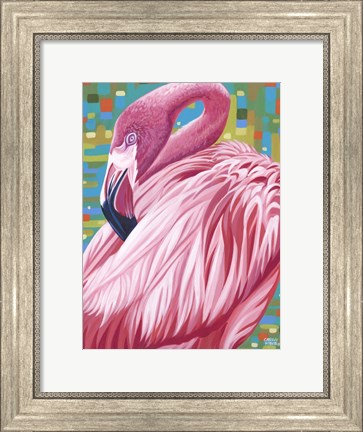 Framed Fabulous Flamingos II Print