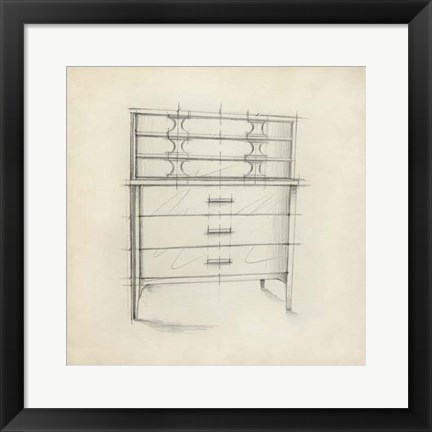 Framed Mid Century Furniture Design VII Print