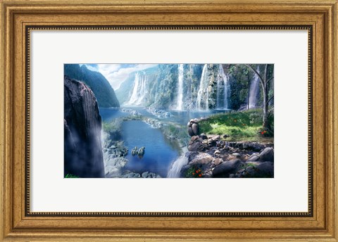 Framed Waterfall Paradise Print